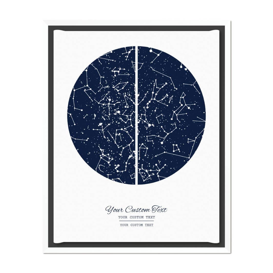 Star Map Gift with 2 Night Skies, Custom Vertical Paper Print, White Floater Frame#color-finish_white-floater-frame